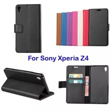 2015 Smooth Pattern TPU+Leather Case For Xperia Z4 Stand Wallet Book Cases Mobile Phone Accessories