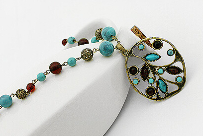 Personalized jewelry retro Bohemia ethnic beads leaves long necklace