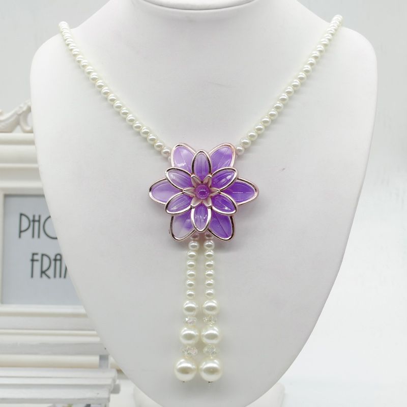 Fashion Statement Strand Pearls Chain Necklaces for Women Pearl Jewelry Big Flower Womens Pendant Necklace Y50