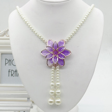 Fashion Statement Strand Pearls Chain Necklaces for Women Pearl Jewelry Big Flower Womens Pendant Necklace Y50*SS0096#M5