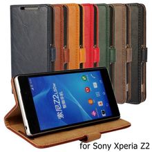 Hot Luxury PU Leather Wallet Stand Flip Cover Case for Sony Xperia Z2 L50W D6503,D6502 With Card Slots Mobile Phone Accessories