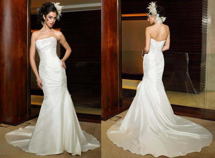 Free shipping Fit N Flare Bridal Gowns Strapless wedding dresswedding 
