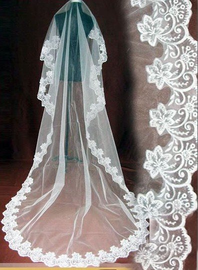 Hot Sell Wholesale New 1T IVORY WEDDING VEIL CATHEDRAL THICK LACE MANTILLA 