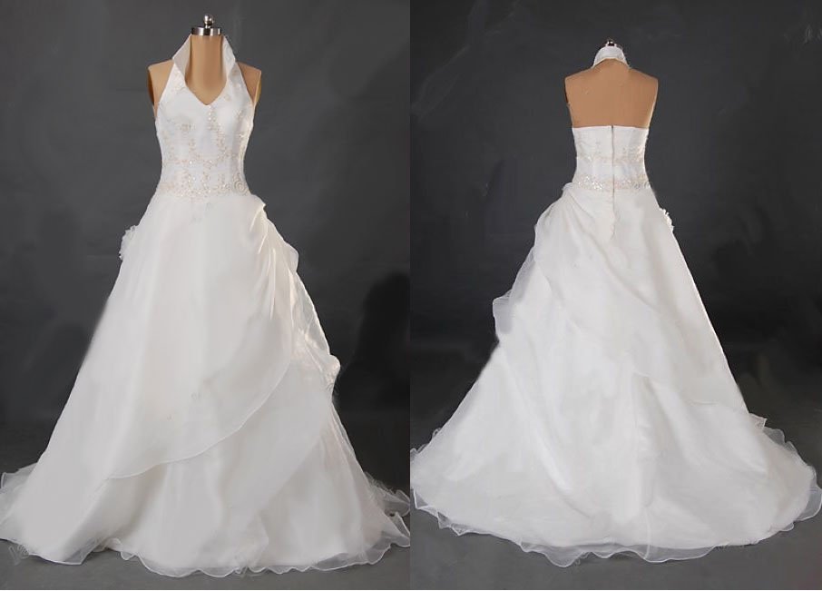 Free shipping Simple Halter wedding dress wedding dresses 