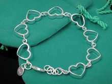 Fashion Wholesale Jewelry 925 sterling silver deeply love heart link bracelet  Best, price ever, Free & fast shipping fh68