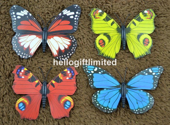 100pcs/lot 7cm Multi Color (30+) Gold Powder Coated Butterfly Fridge Magnet Note Holder Home Office Scene Decor Promotion Gift