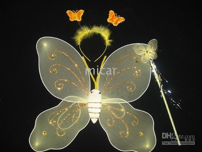 Halloween Yellow Priness Wings Headband Magic Wand in high quality Angel Butterfly costume(China (Mainland))