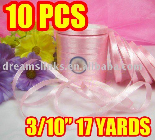 10pcs 7MM 17yards pink ribbon Wedding Decoration Christmas Ribbon 