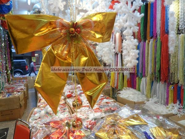 Christmasd/Xmas tree hanging bells with golden/red bow,christmas decorative,50cm,10pcs/lot,free shipping(China (Mainland))