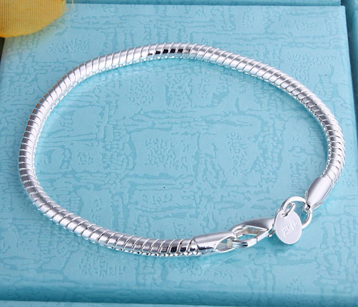 Fashion Jewelry snake chain bracelet in 925 sterling silver pulseras 3MM 8 Best price ever Free