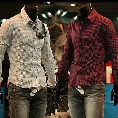 Dress Model  on Shipping New Mens Shirts Casual Slim Fit Stylish Mens Dress Shirts C05