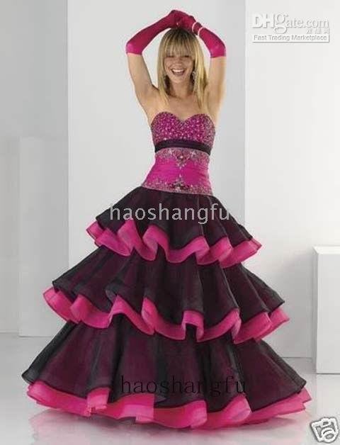 Satin Silver Embroidery Wedding Evening Gown Prom Dance Dress Hot Pink Black