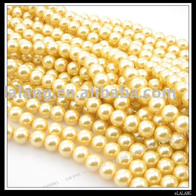 3strings lot Fantastic Yellow Round Glass Pearl Beads Fit Jewelry DIY 10mm 110155