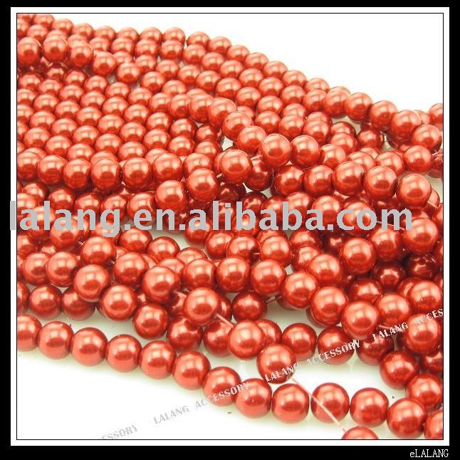 3strings lot Fantastic Red Round Glass Pearl Beads Fit Jewelry DIY 10mm 110156