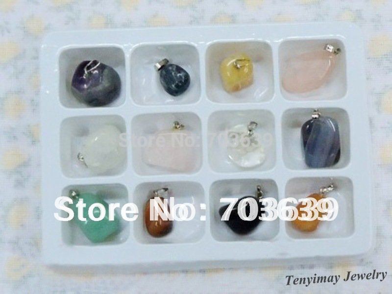 Mixed Semi Precious Stone Cross Pendant For Necklace, Real Natural