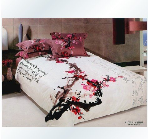 queen red bed set
 on ... Queen Bedding Quilt Doona Duvet Covers Sets 4pc Black Red White Flower