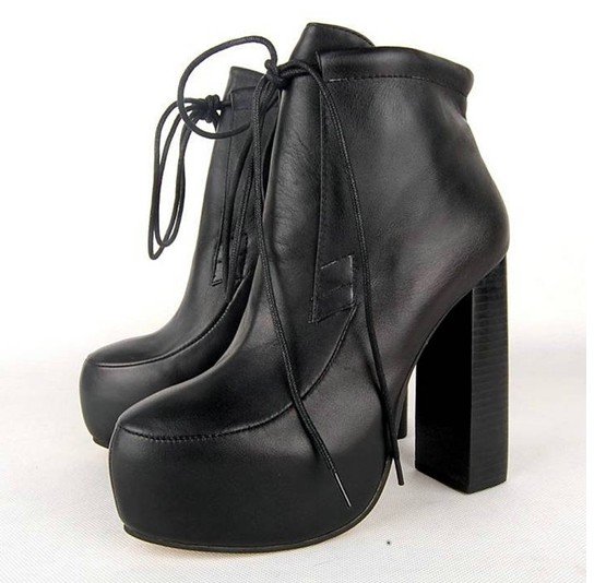 Wholesale retail Fashion high boot leather ankle winter boots Black AW004