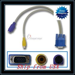 Free Shipping + 20pcs/lot VGA SVGA to RCA S-Video AV TV Adapter Converter Cable Ship from USA-CL020(China (Mainland))