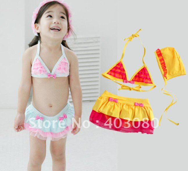 wholesales 2012 newest Girl\'s swimwear,kid swimsuit,ChildrenTwo Pieces bikini,goldfish modelling swimsuit&Free shipping