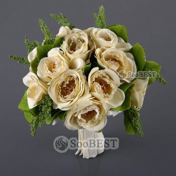 Graceful Silk Peony Wedding Bridal Bouquet