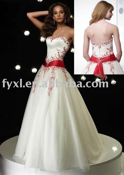QY97 red and white wedding dress 2011