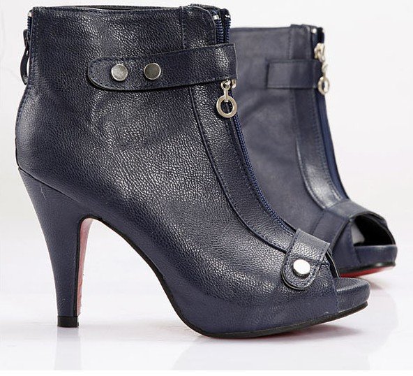 Free shipping by EMS 2011 new style women's fashional spring fish mouth shoes with zippers,high heel and platform-dark blue(China (Mainland))