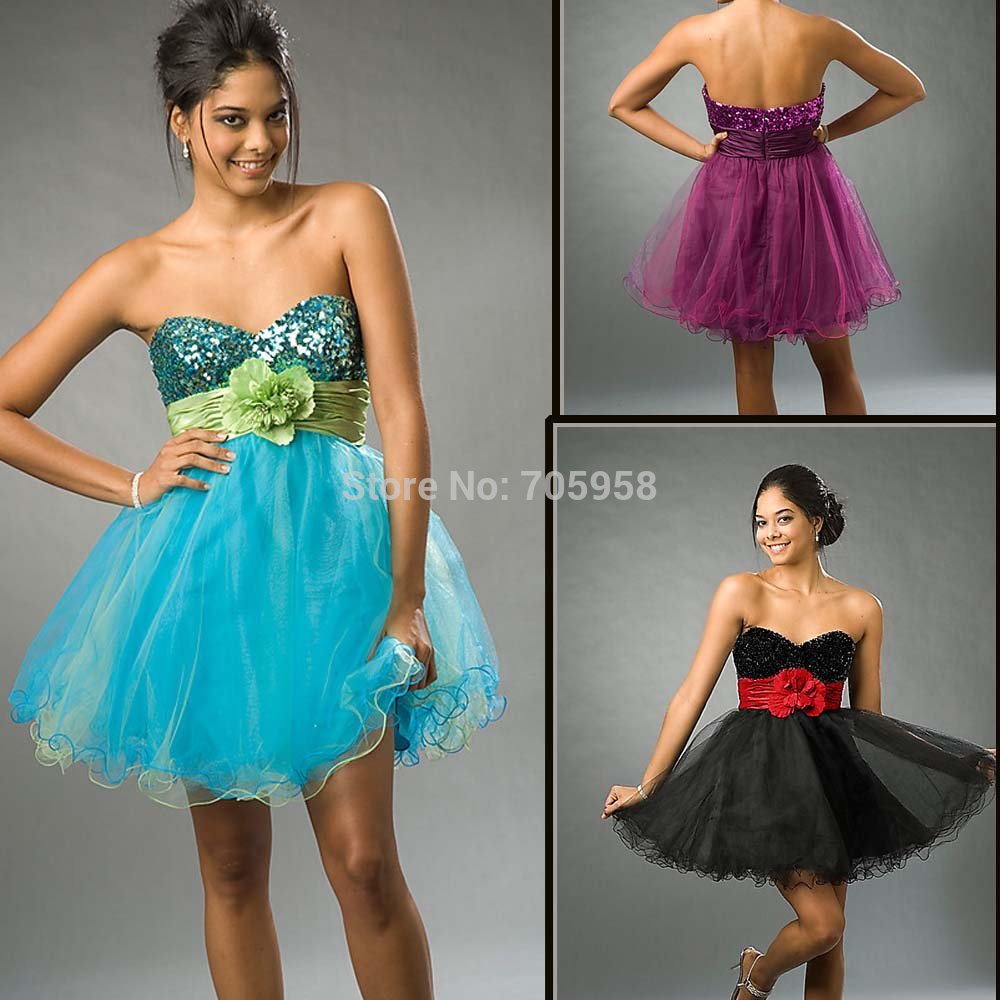 New Short Party Gowns 2014 Hot Sales Sweetheart Beaded Crystals Sashes With Handmade Flower Evening Dress