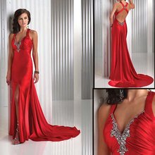 NEW COMING !Elegant EV1009 floor-length red elastic satin Brand party dress