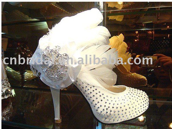 ws1307 free shipping custom make feather rhinestones bridal wedding shoes