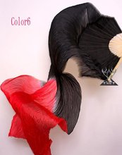 Free shipping 20pcs/lot 100% Real Silk fan veil for Belly Dance/China Silk Veil /belly dance bi-color silk fan veil