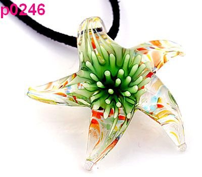 jewelry Starfish Murano Lampwork Glass agate Pendant Necklace Cord jade for women