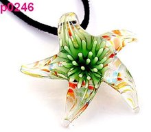 Starfish Murano Lampwork Glass Pendant Necklace Cord p0246