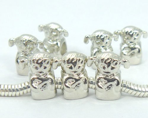 Free Shipping Wholesale 10pcs Silver Little Girl Beads Fit Bracelet/Necklace Buy get 1pcs free(China (Mainland))