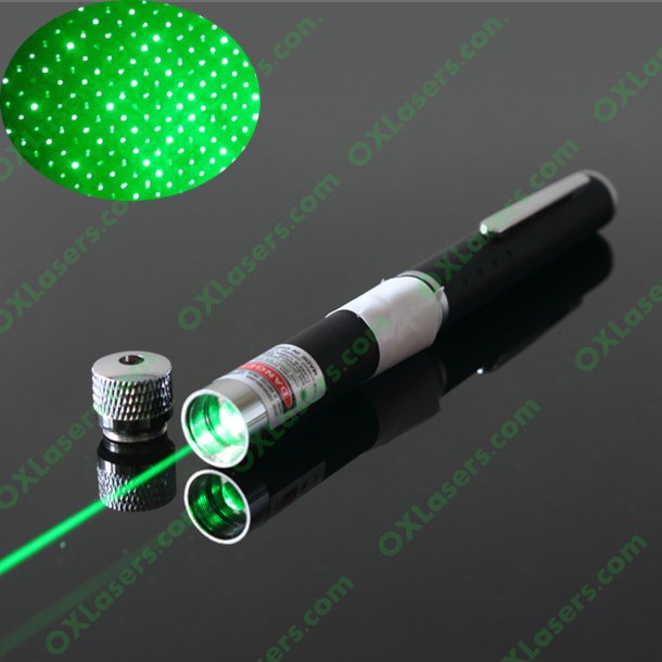 2 in 1 Pen Purple Green Red Laser Pointer Light Beam With Stars & Line Cap Head 