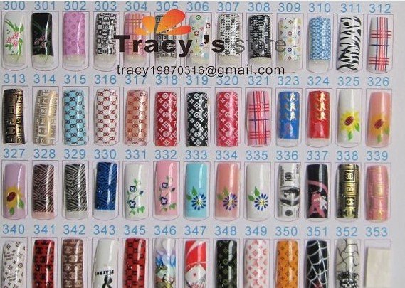 Free Shipping Acrylic Nail Art Tips pre Design Designed Nail Tips 600 styles