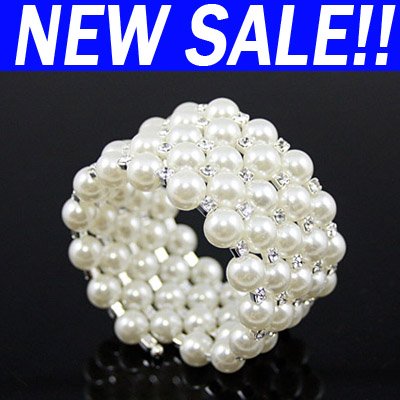 Lovely bridal wedding white pearl diamond Bracelet Bangle New arrival 