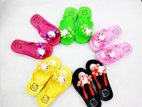 Wholesale 10pcs/lot New Children's Beach slippers,hellokity flip flops,kid's summer slippers(China (Mainland))