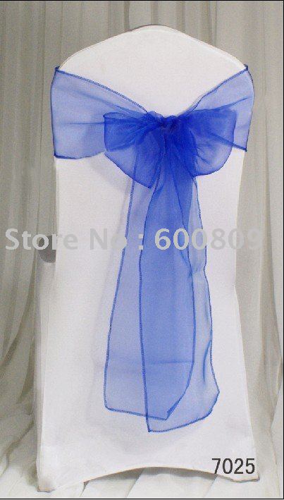 Best selling 100pcs 7 39 39 108 39 39 Royal Blue Organza Chair Sashes