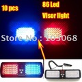 10pcs/lot Super Bright Car Truck Emergency 86 Led car strobe light / Visor light / Visor Strobe light Red / Blue With Retail box