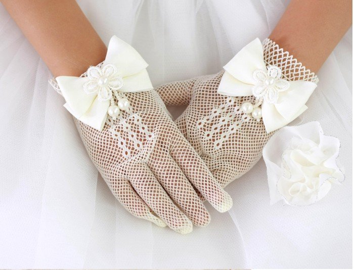 20pcs Wedding Flower Girl's Glove Children Wedding Dress Gloves Lace 