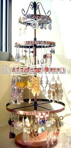 Free shipping metal four layers rotating earring display stand/jewelry display/wholesale price(China (Mainland))