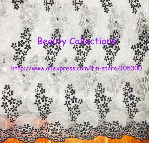 Free Shipping DHL african lace, french lace,0077 handcut voilelace with sequins wholesale and retail(China (Mainland))