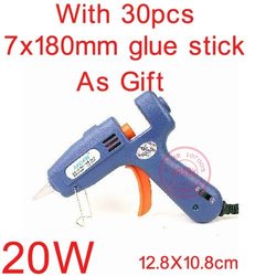 20w hot melt glue gun com 30 pcs 7x180mm bastão de cola como presente minitype frete grátis