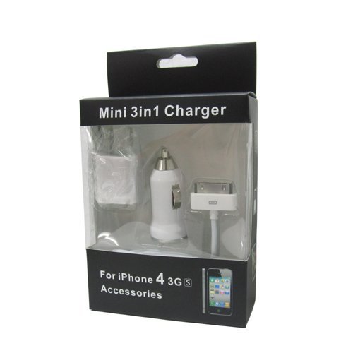 3 in 1 Wall Charger+Car Charger+Data Cable for iPhone 3G/3Gs,for iPhone 4,for iPod series,US Plug - 50 pcs,Free Shipping by DHL(China (Mainland))