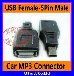 Free Shipping 10pcs/lot Wholesale USB Convertor, USB A Female to Mini USB Male Adapter(China (Mainland))