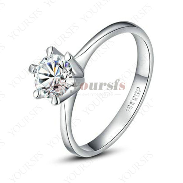 Free Shipping Whited Gold Plated 1ct Crystal Diamond wedding ring R059W1
