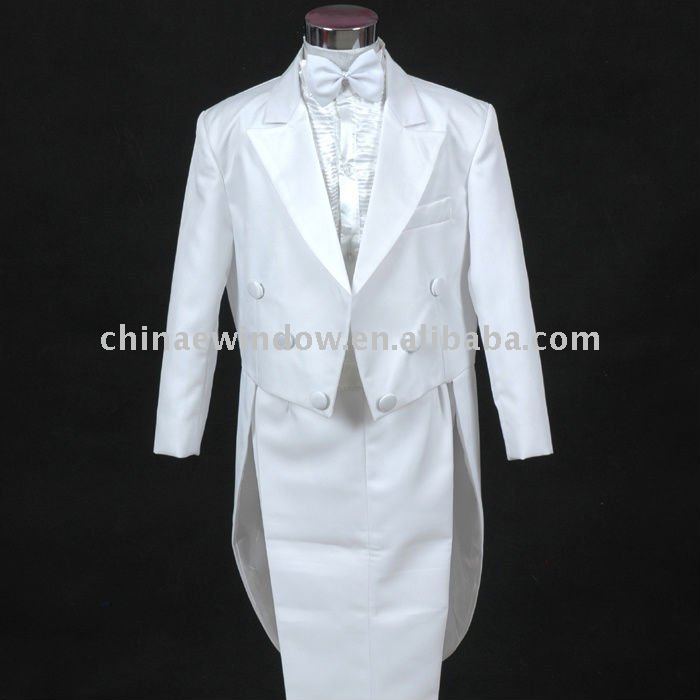 White One Button Boy 39s Wedding Tailcoat Suit D63523 China Mainland