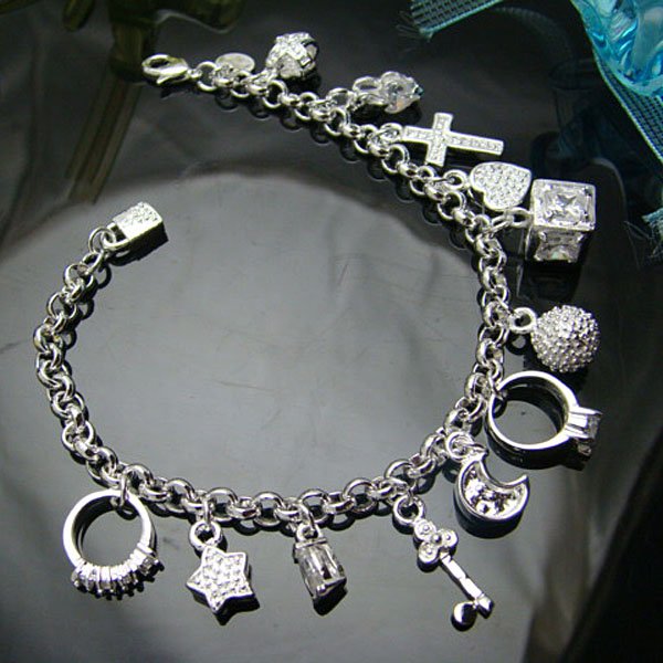 -Fashion-Jewelry-13-charms-bracelet-925-Sterling-silver-Bracelets ...