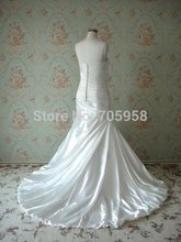 N001 new arrival 100 Guaranteed elegant Floor length Mermaid sleeveless stretch satin pleated wholesale wedding dresses