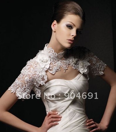 Wholesale Custom Short Sleeves White Lace Wedding Dress Accessories Bridal 